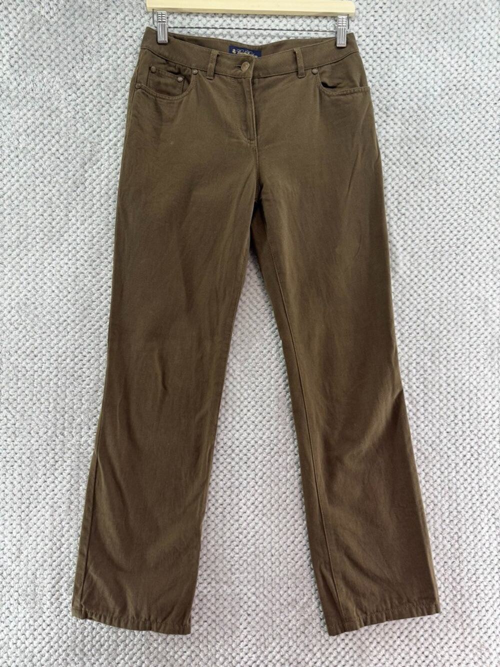 Brooks Brothers Pants Womens 4 Brown Cotton Straight Leg Mid Rise Zip Button Fly